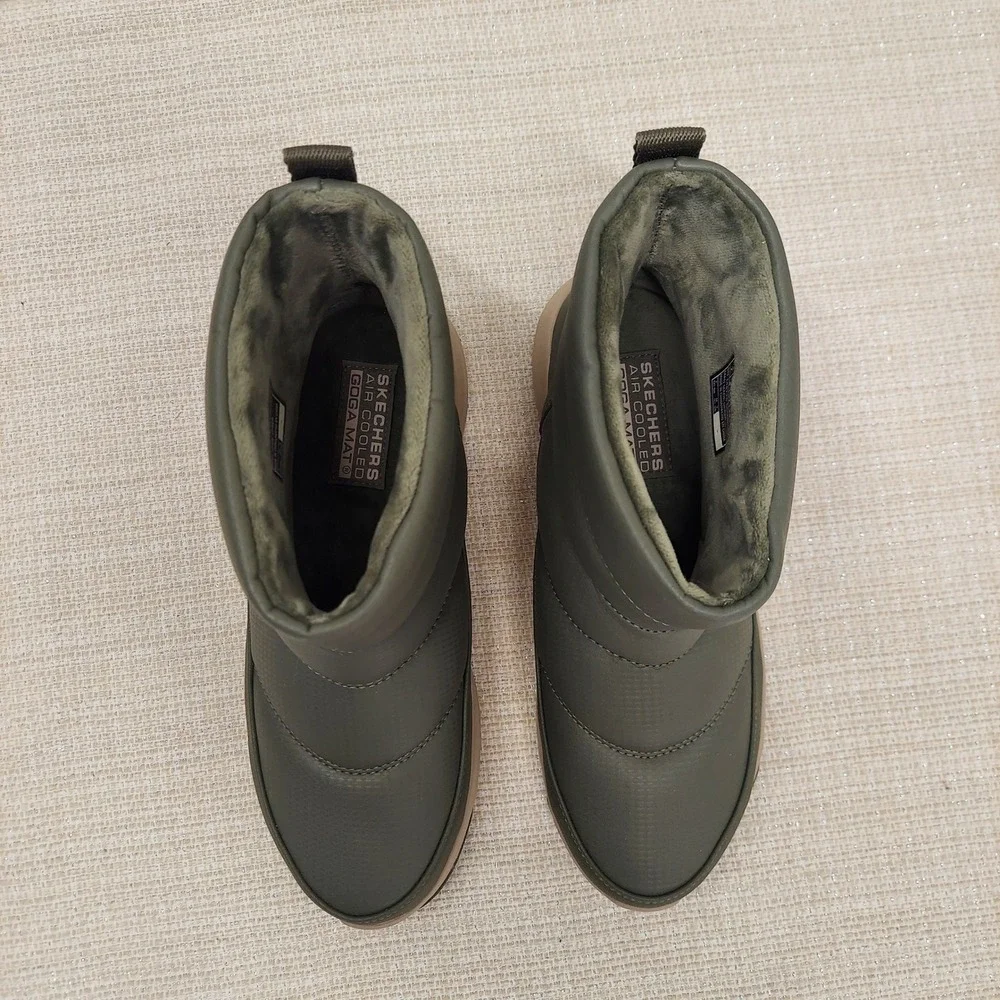 Skechers On-the-GO Olive Green Waterproof Boots 144776 Womens 7